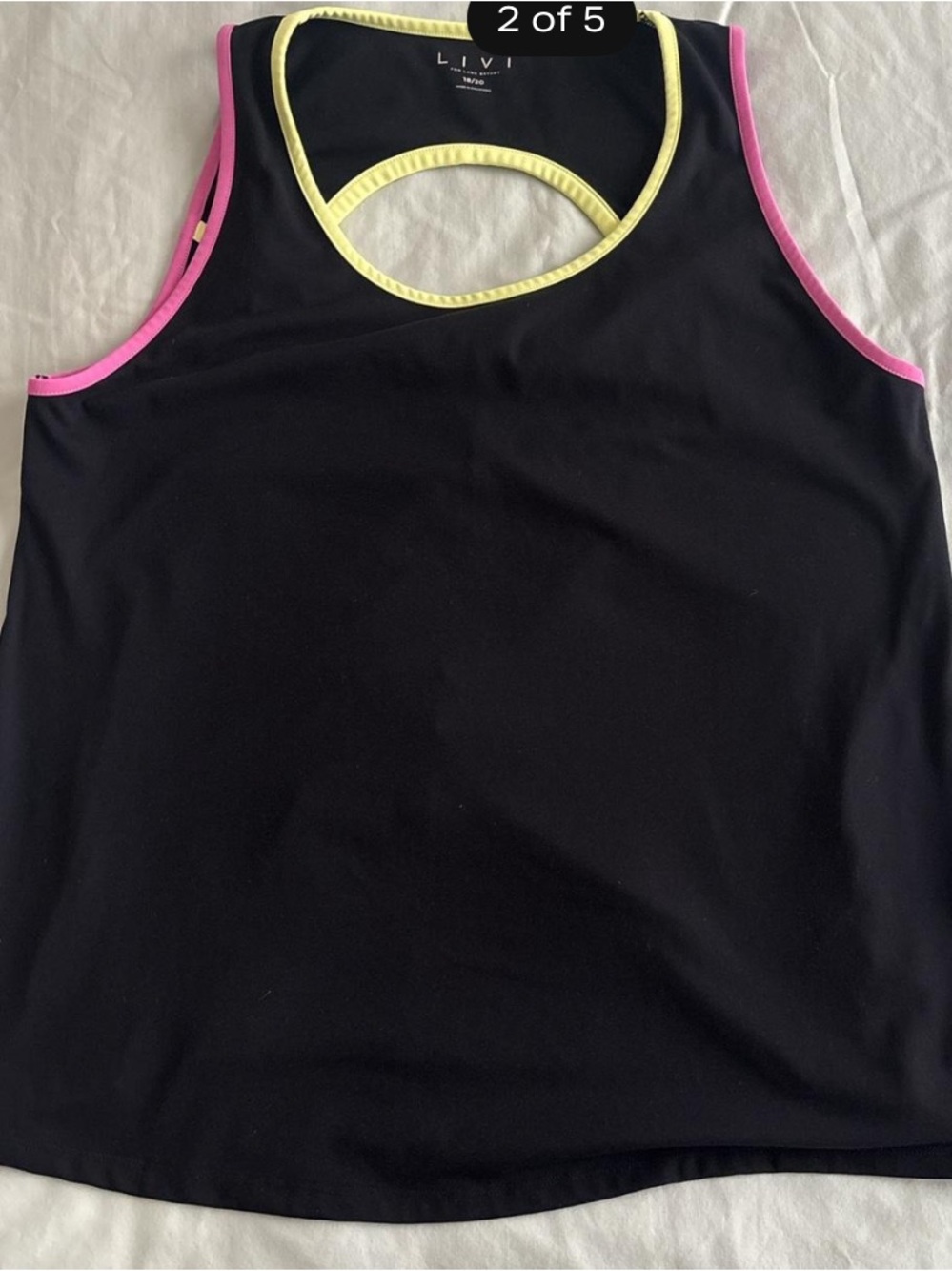 Lane Bryant Black Tank with Pink and Yellow Trim